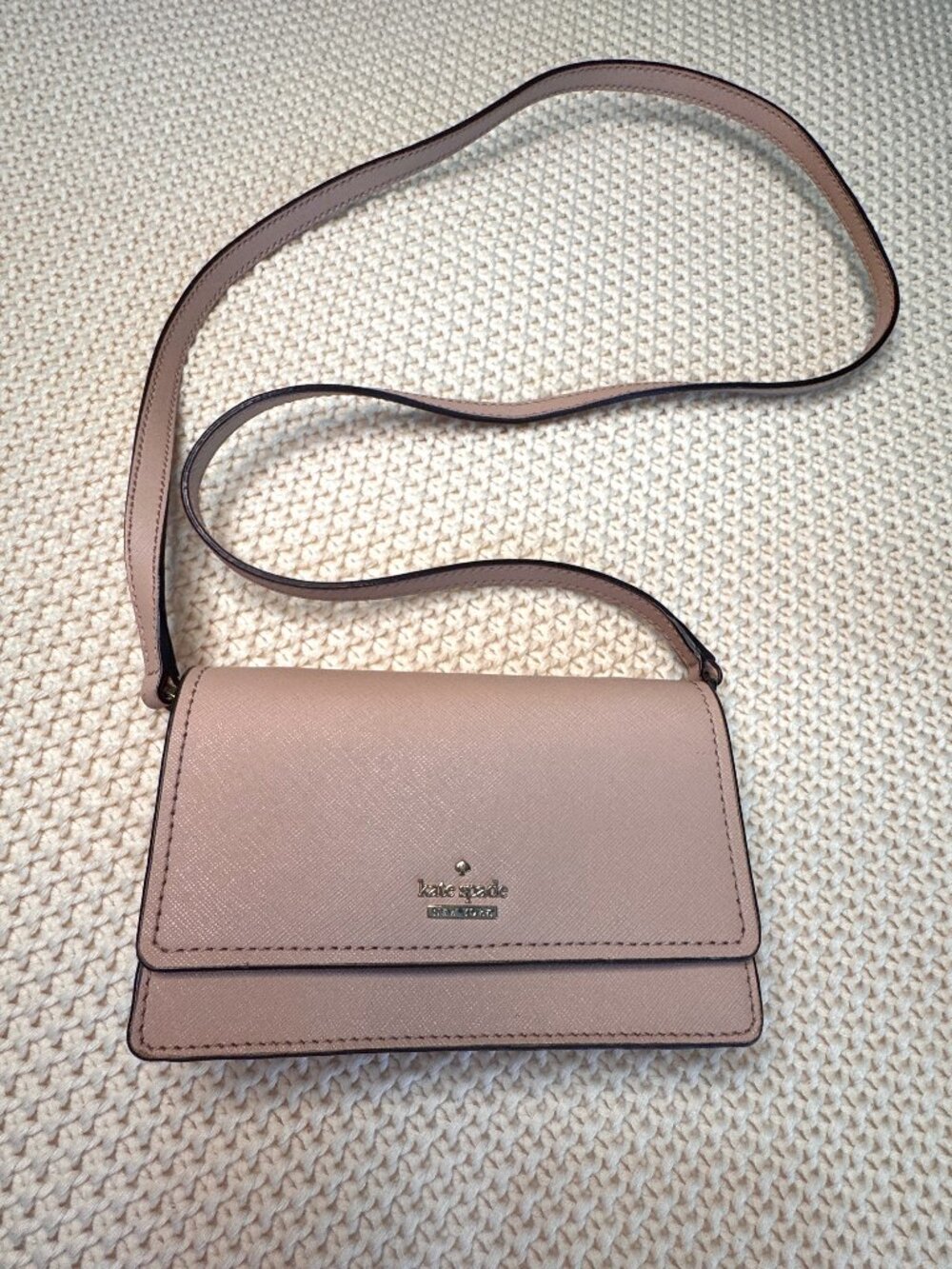 Kate Spade New York Small Blush Pink Crossbody Bag Flap Shoulder Purse